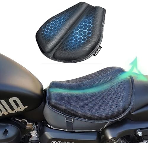 AriKroii Cojín de Gel Asiento Moto Universal de 3D con Estructura de Nido de Abeja para Moto, Asiento Moto de Gel Plegable Antidérapant y Transpirable con Absorción de Impactos