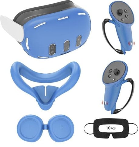 Accessories for Oculus Quest 3, VR Accessory Set for Meta Quest 3, Include Controller Grip Leather Cover, VR Shell Cover, Face Cover, Lens Cover and 10PCS Disposable Eye Cover