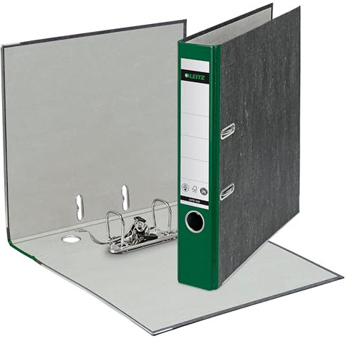 Leitz Qualitäts-Ordner, das Original, Klimaneutral, DIN A4 Aktenordner schmal, 20er Pack, 5 cm breit, Wolkenmarmor-Papier, Recycling-Ordner, Blauer Engel, Mit 180° Mechanik (grün) 10505055