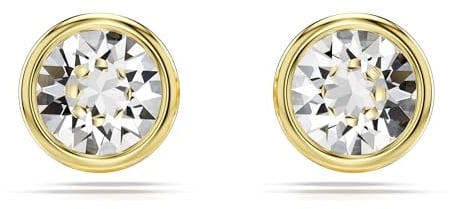Swarovski Imber Ohrstecker, Weiße und Vergoldete Ohrringe mit Strahlenden Swarovski Kristallen