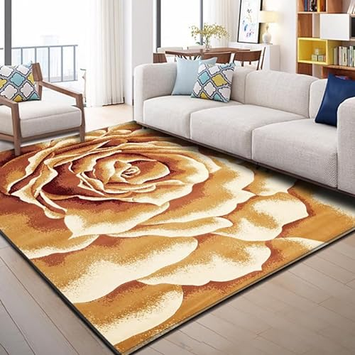 DUGYGA In und Outdoorteppich Yellow Rose,in Handarbeit hergestellt Teppich für den Innen und Außenbereich, Terrasse, Garten, Wohnzimmer oder Küche 60X100CM(23X52inch)