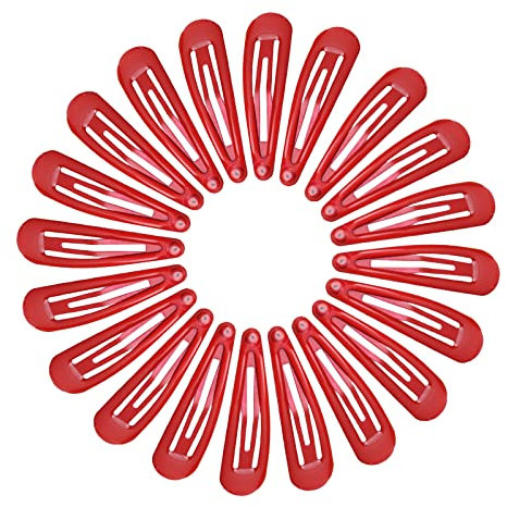 NiceYnn 20Pcs 4.8cm Barrettes Pince à Cheveux Clip en Métal, Barrette Cheveux Fille, Snap Barettes BB en Métal, Femme Snap Clip Barrettes à Cheveux, Enfant Épingle à Cheveux Rouge