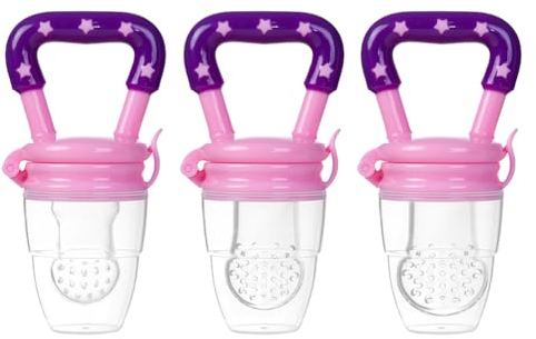 Fruchtsauger Baby, Baby Fruchtsauger Schnuller, Silikon Baby Fruchtsauger, Schnuller für Obst, Schnuller, Baby Zahnungsschnuller, Silikon Sauger in 3 Größen, für Obst, Gemüse, Brei und Beikost, Rosa