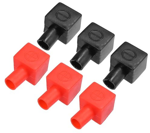 VekAuto 3 Paires De Couvre-Bornes De Batterie Avec Isolation, Longueur De 30Mm, 7Mm 0,28 Capuchon Universel Pour Bornes De Batterie De Voiture, Moto, Bateau En Pvc Résistant Rouge Noir