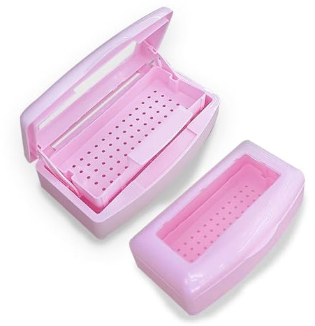 Miaija Nail Tool Sterilizer Box Pink Plastic Clean Sterilizing Storage Box Nail Sterilizing Clean Container Nail Hair Tools for Nail Supplies Hair Salon Eyelash Extensions