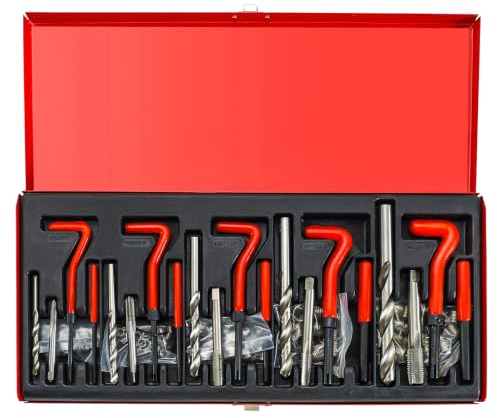 DASBET 131PCS Metric Thread Repair Tool Kit Helicoil Thread Repair Kit | HSS Drill Thread Repair Kit Helicoil Insert Sleeves Metric M5 M6 M8 M10 M12 Stainless Steel Tap Drill