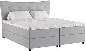 PANDA MÖBEL Nevada Boxspringbett 180 x 200 cm Doppelbett mit hochwertiger Bonell-Matratze und Topper, Polsterbett mit Bettkasten, Schlafzimmer, Bequem, Modern, Stilvoll