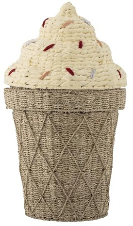 Bloomingville [DL] Panier Cillie avec couvercle, naturel, jacinthe d'eau ; D 40 x H 72 cm