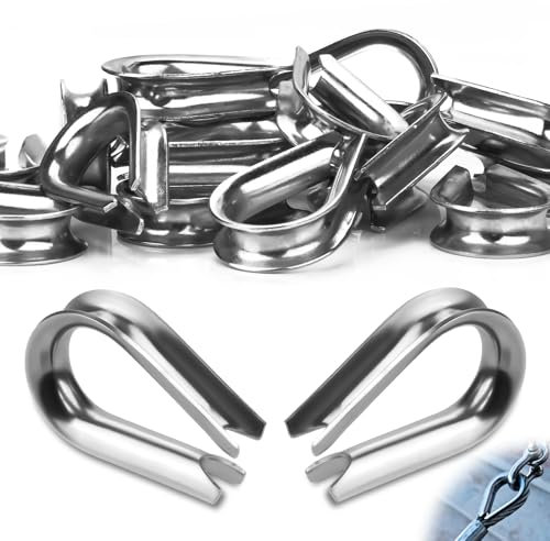 SWTYExt M3 Drahtseil Kauschen 25 Stück Stainless Steel Kausche 3mm 304 Edelstahl Kabelkausche für Drahtseilklemmen Stahlseil Wäscheleine Forstseil Markise Fixiert