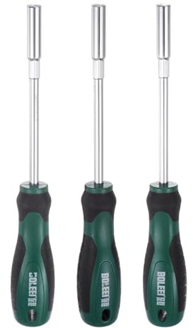 QUARKZMAN 3Pcs Llave de Tuercas Métricas 5/5.5/6Mm Cr-V con Punta No Magnética Ejes Huecos Destornillador de Vaso Hexagonal con Mango Antideslizante para Reparación de Automóviles