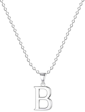Damen Halskette mit Buchstaben Anhänger B Silber Initialien Kette Edelstahl Buchstabenketten Personalisiere Silber Y Kette für Frauen Mädche