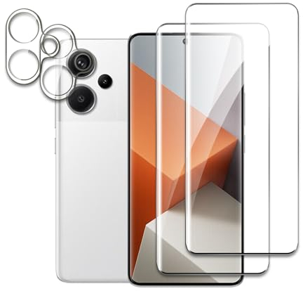 [4 Pièces] 2 Pièces Verre Trempé pour Xiaomi Redmi Note 13 Pro Plus avec 2 Pièces Caméra Arrière Protecteur, Anti-rayures Film, Dureté 9H, Transparent HD, Haute Sensibilité, Sans Bulles