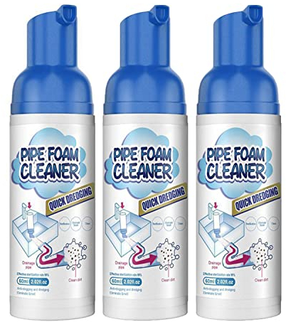 Herios Abflussrohr-Schaum-Reiniger, Rohr-Dredge-Deo-Verstopfungsentferner, Herios Abflussschaumreiniger, Schaumrohrreiniger, flüssiger Haarabflussreiniger und Reiniger, für Toiletten, Waschbecken,