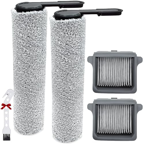 KiimSin Accesorios para Tineco Floor One S7 Combo, S7 Flashdry, Switch S7 Repuestos de Aspirador en Seco y Húmedo, 2 Cepillos Rodillo + 2 Filtros Hepa + 1 Cepillo