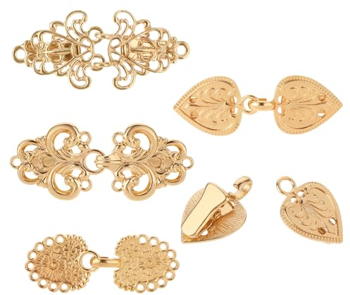 Vintage Pullover Schal Clips, 4 Stück Metall Strickjacke Clip Schal Brosche Clips Retro Swirl Mantel Broschen, Retro Umhang Pins Kragen Verschlüsse für Frauen Tragen Kleid Hemd Clips für Damen (Gold)