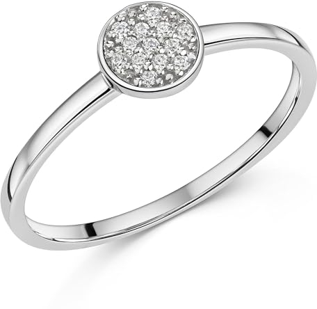 Materia Dünner Ring Silber 925 Damen - Ringe mit Zirkonia Kreis SR-178-56