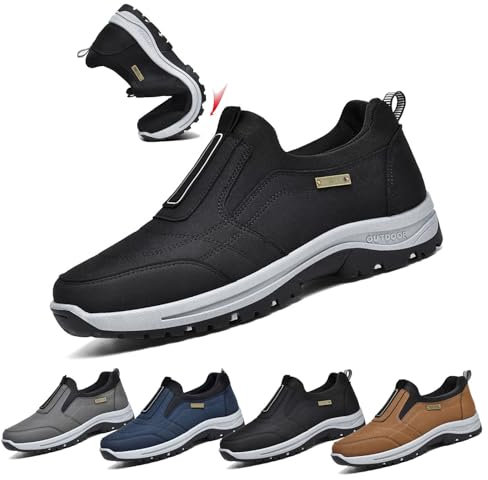 Chaussures OrthopéDiques Homme,Sneakers sans Lacets,Chaussures De RandonnéE Confortables,Chaussures Ortho Confort Homme,RéSistant à l'usure AntidéRapant(Black,44 EU/270mm)