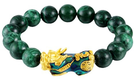 BESTYASH Bracelets Feng Shui Bracelet porte-bonheur Chinois Pierre précieuse Bracelet Richesse Bracelet Chinois Bracelet Homme Pendentif Bonne chance Bracelet Bijoux Bracelet Corde élastique, 25CM,
