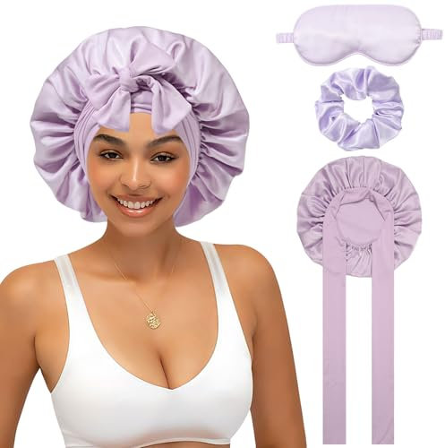 WELROG Seidenhaube zum Schlafen für Damen - Satin Haarhaube für die Nacht Bonnet Sleep Cap Schlafhaube Haare Schützen Schlafhaube Seide zum Schutz der Haare