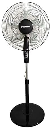 Opulent Dreams 16-Inch Pedestal Fan - Superior Cooling with 3-Speed Settings - 5 Blades - Push Button Control - High Velocity - Height Adjustable - Wide-Angle Oscillation (Black, Round Base)
