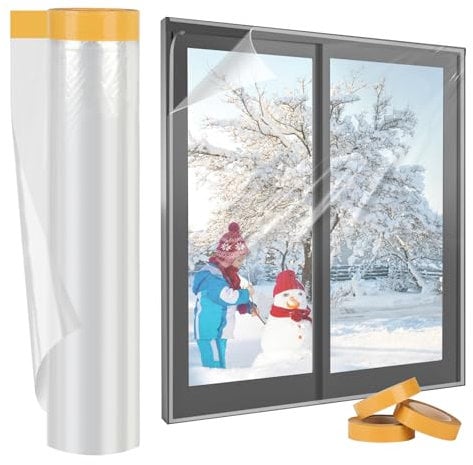 Yotache Thermo Cover Fenster-Isolierfolie1.2m x 10m - Transparente Isolierfolie zur Wärmedämmung an Fenstern