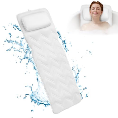 Coussin Baignoire Corps Entier Adulte, Oreiller de Baignoire avec Soutien du Cou et du Dos Repose Tete Baignoire avec Ventouses Baignoire de Oreiller Spa