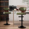 Hawthyhome Barhocker 2er Set |Barstuhl Tresenhocker Bistrohocker •360° Drehstuhl •Küchenstühle mit Rückenlehne und Fußstütze •Stuhl mit Armlehnen •Lobby Tresen Küche Hausbar •Grün Nussbaumholz