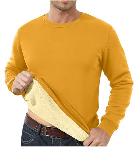 RLEHJN Winter Dicke Pullover Herren, Sweatshirt ohne Kapuze Pullover Sweater Pulli Langarmshirt Longsleeve Crew Neck Hochwertige Weiche Tops Freizeit Training Gym Sport Fitness Basic Casual Style