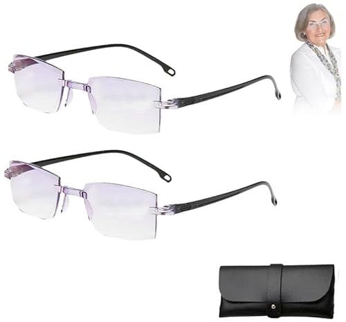 Smart Focus Brille,2 Stück Autozoom Lesebrille Zoom Lesebrille Zoom Brille mit 2 Brillenetuis Enthalten Intelligente Zoom Brille Automatische Fokuseinstellung Klare Fokus für Damen Herren (100-400°)