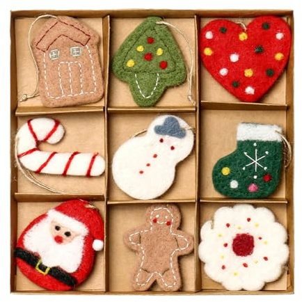 Weihnachtsbaumschmuck aus Filz,Weihnachtsschmuck aus Filz | Baumschmuck Weihnachtsschmuck | Set mit 9 Filzornamenten, Weihnachtsbaumdekoration, Weihnachtsschmuck, Weihnachtsdekoration