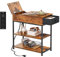 WLIVE Table d'Appoint, Bout de Canape avec 2 Prises CA et 2 Ports USB à l'Intérieur, Table d'Appoint Canapé avec Deux Tiroirs de Rangement en Tissu, pour Salon, Chambre, Marron