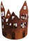 Edelrost Windlicht Häuser, Kerzenhalter Deko, 3D Metalldesign, Vintage Rostoptik, XXL