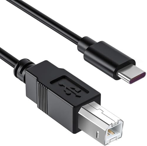USB C to USB B Midi Cable USB 2.0 Type-B 1M Black, Type C to Mi-di Interface Lead for Midi Controller, Mi-di Keyboard, Audio Interface Recording, Scanner Printer Fax Machine Copier