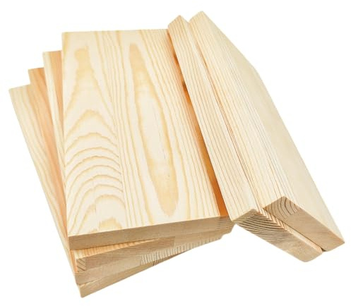 6PCS Rectangle Wood Boards Unfinished Wood Blocks, 20x10x1.5cm Blank Wooden Craft Blocks for Carving,Painting & Burning