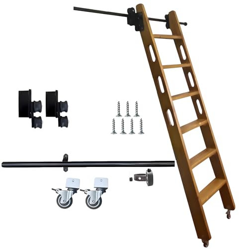 Rolling Ladder Hardware Kit for Libraries | Extension Ladder with Round Rail, 3 ft – 32.2 ft (Without Ladder)(Size:10ft/300cm Track kit)