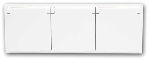 SHALLOW Dreifach-Steckdose, Klappdeckel, weiß, waagerecht & senkrecht montierbar, Steckanschluss | IP44, Feuchtraum geeignet, für Keller, Garage