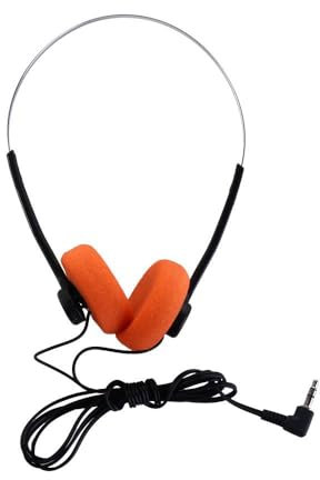 Auriculares retro sobre la oreja, auriculares retro de los años 80 y 90, portátiles de 3,5 mm con cable, pequeños auriculares deportivos para fotos para mujeres y hombres (naranja)