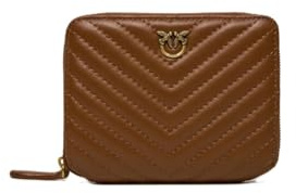 Pinko Taylor Geldbörse aus Leder, Braun, 12,3 x 10 x 2,3 cm, mit Reißverschluss und Mehreren Fächern