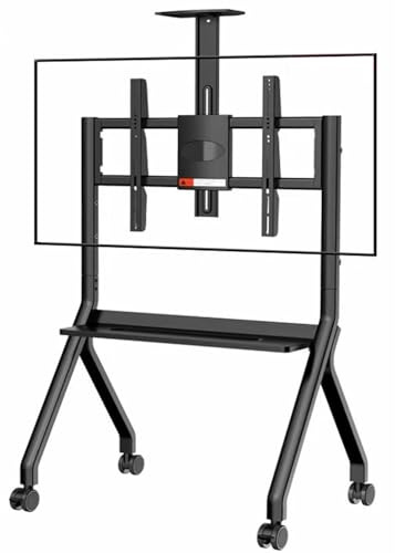 Support TV Mobile Roulettes,Support Tableau Blanc Interactif,Chariot TV à Roulettes Réglable En Hauteur,Avec Quatre Roulettes Verrouillables Roues Verrouillables,Pour Bureau,Salle Classe 55-100in