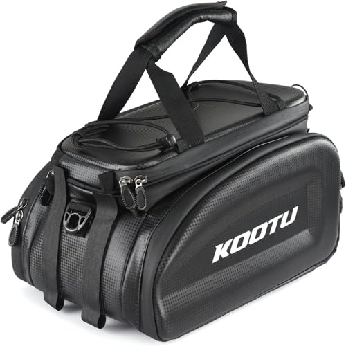 KOOTU Gepäckträgertasche für Fahrrad, Wasserdicht Fahrradtasche Multifunktionale Gepäckträgertasche Rucksack Seitentasche für Sitz Outdoor Korb Schulter Handtasche Umhängetasche, Schwarz