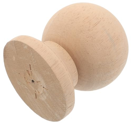 ibasenice Rustic Wood Ball Finial Unpainted Wood Post Cap Decorative Carved Sphere Ornament Vintage Wooden Decoration DIY Flagpole Finial for Furniture Railings and Garden Fence Post