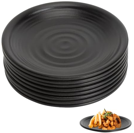APOMOONS Piatti Neri in Melamina 8 Pezzi 15 cm, Piatti per Snack Salse Sushi Dessert, Set Piatti Resistenti con Finitura Opaca per Casa Ristorante Buffet