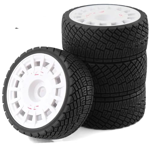 RC Gummireifen Teile Kompatibel Mit ARRMA Für Traxxas Für Redcat Für Team Für Losi WR8 1/7 1/8 RC Für Rallye-Offroad-Teile 4 Stück 100-mm-Reifen, Rad 17 Mm Sechskant(White)