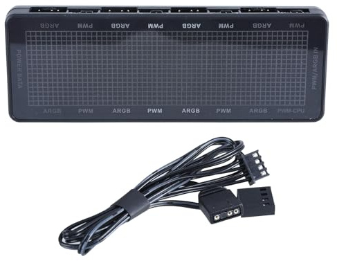 YPBEW Multiple Port ARGB PWMs Fan Controller Hubs with SATAs Power and Remote for Desktop Cooling SATAs Power Input Hubs