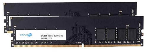 SIMPLETEK - RAM 2x16GB (64GB) DDR4 3200MHz DIMM 288 Pin (Ricondizionato) | Kit 2 moduli, PC4-25600, CL22, Non-ECC Unbuffered, tensione 1.2V, memoria per PC desktop e sistemi compatibili