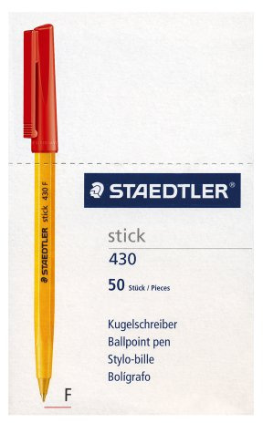 Staedtler Stick 430 F-2CP5 Ballpoint Pen Fine Ballpoint Pen Fine - Red (Pack of 50)