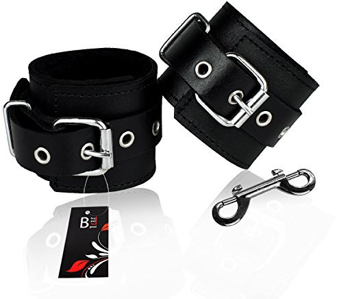 TOP Qualität - HANDGEFERTIGTE FUß- HANDFESSELN aus ECHTEM RINDSLEDER/inkl. 1 DOPPELKARABINER/Erotische Fesseln, Handschellen bzw Fussfesseln für SM, BDSM und Bondage