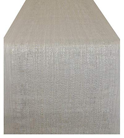 DII PVC-Tischdekoration, gewebt, für den Innen- und Außenbereich, Tischläufer, 33 x 183 cm, Grau