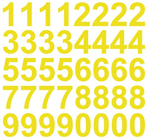 kleb-Drauf | 40 Zahlen, Höhe je 10 cm | Gelb - matt | Wandtattoo Wandaufkleber Wandsticker Aufkleber Sticker | Wohnzimmer Schlafzimmer Kinderzimmer Küche Bad | Deko Wände Glas Fenster Tür Fliese