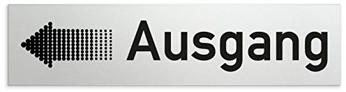Türschilder24 Aluminium Türschild Ausgang + Richtungspfeil Links 160 x 40 x 1,5mm (Oberfläche veredelt) • Selbstklebend